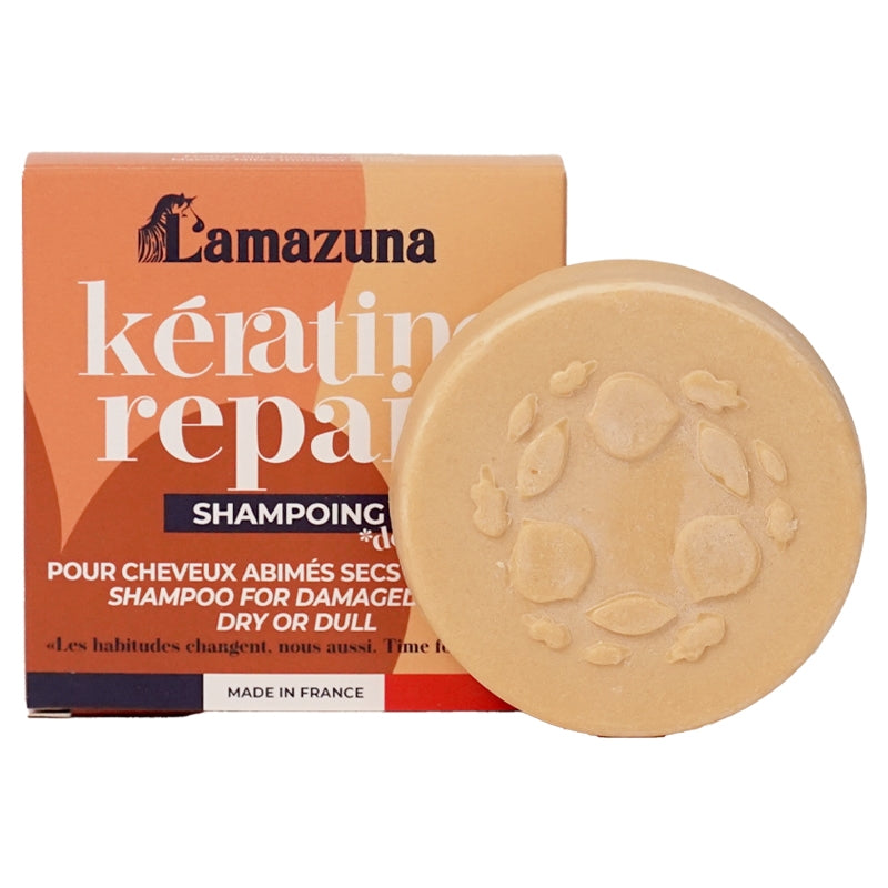 Shampooing solide cheveux abîmés kératine végétale - 70ml - Lamazuna