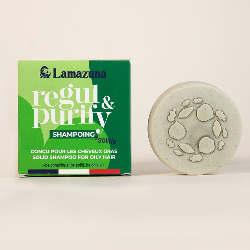 Festes Shampoo für fettiges Haar mit Spirulina und grüner Tonerde – 70 ml – Lamazuna
