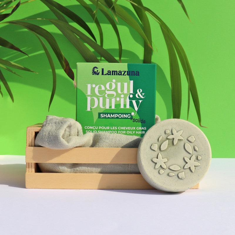 Festes Shampoo für fettiges Haar mit Spirulina und grüner Tonerde – 70 ml – Lamazuna