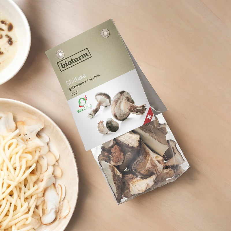 Shiitaké séchés suisses BIO - 20g - Biofarm