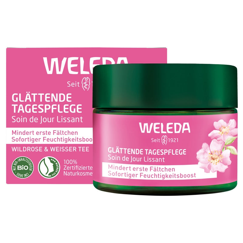 Bio-Glättungscreme für den Tag mit Hagebutte und Weißem Tee – 40 ml – Weleda