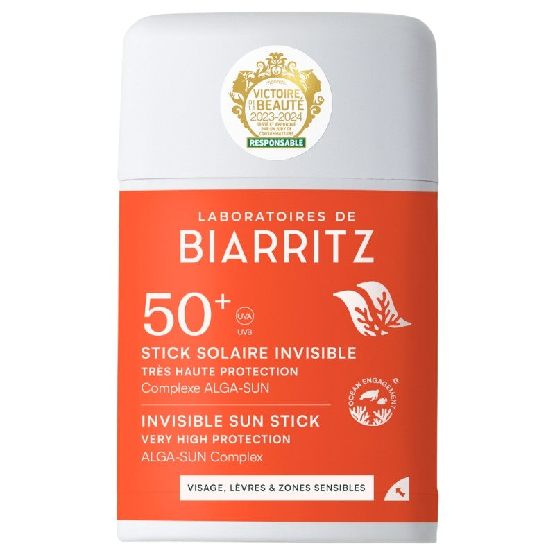 Stick solaire invisible naturel IP 50+ - 10g - Laboratoires de Biarritz