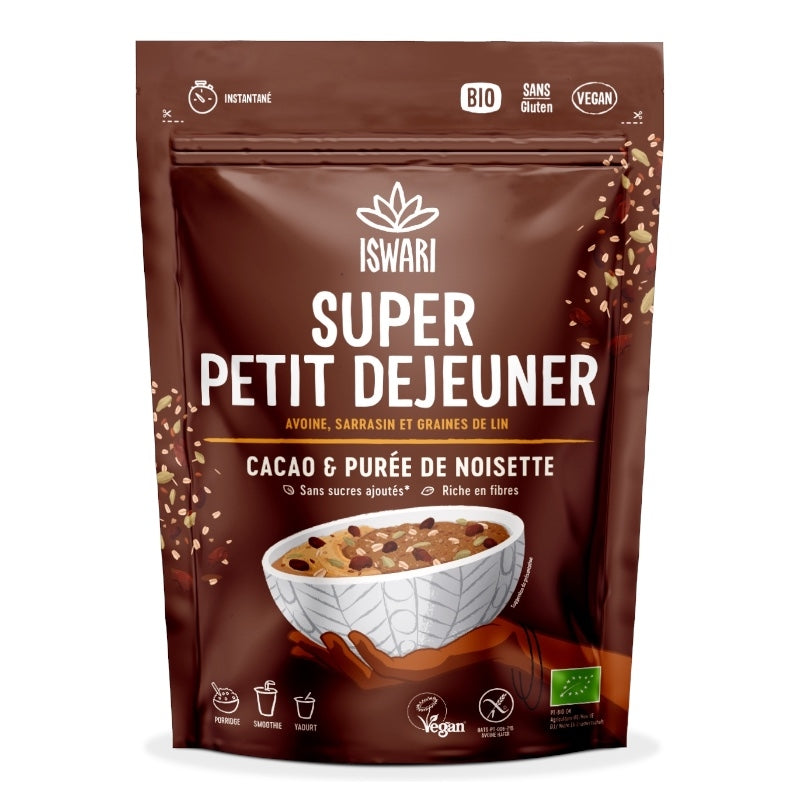 Super Bio-Kakao-Haselnuss-Frühstück – 360 g – Iswari