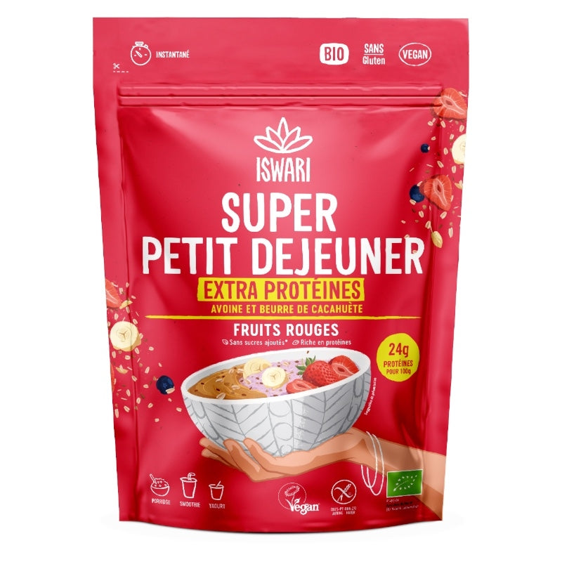 Super petit déjeuner extra protéines fruits rouges BIO - 360g - Iswari