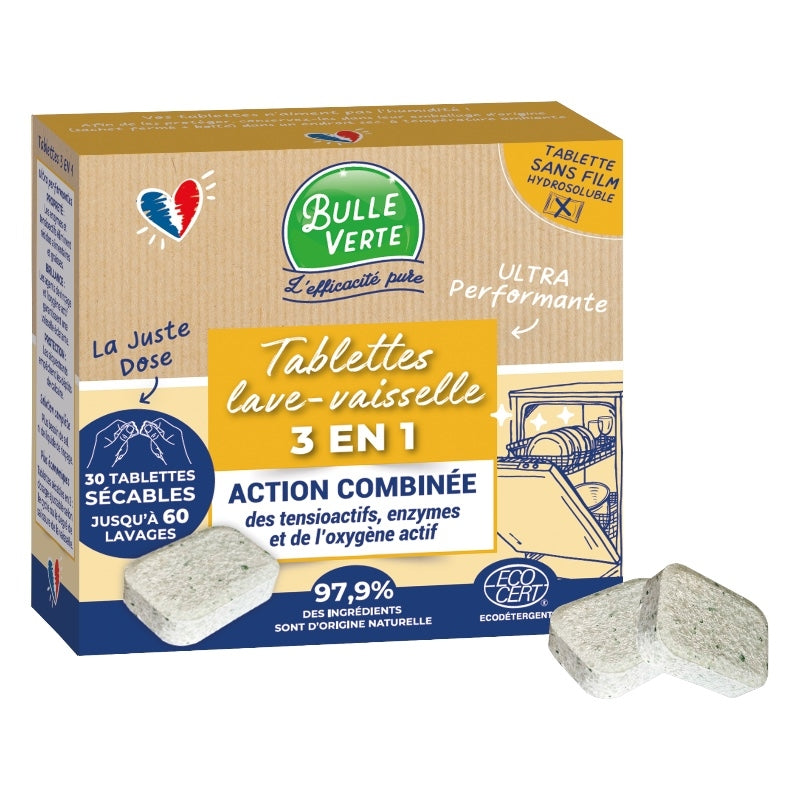 3-in-1 ECO Geschirrspültabs – 30 Stück – Green Bubble