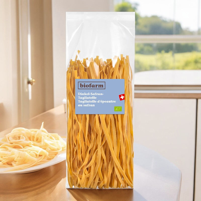 Bio-Dinkel-Tagliatelle mit Safran – 350 g – Biofarm