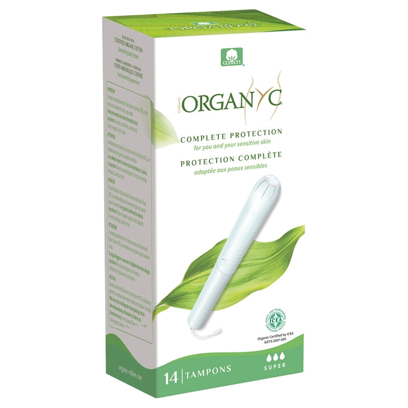 Tampons super avec applicateur BIO flux moyen-fort - 14 pièces - Organyc﻿
