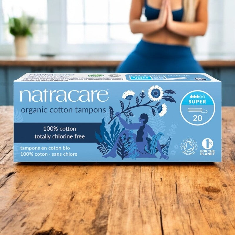 Super-Tampons ohne Applikator, BIO mittlere bis starke Blutung – 20 Stück – Natracare