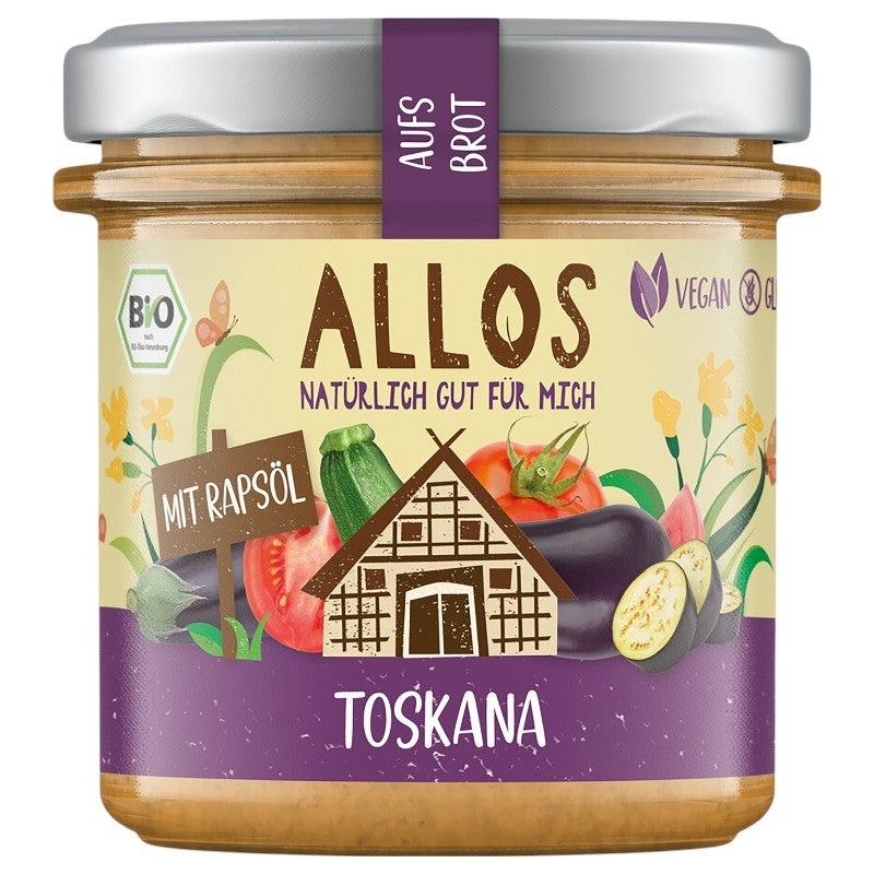 Bio-Aufstrich aus Auberginen und Zucchini nach toskanischer Art – 140 g – Allos