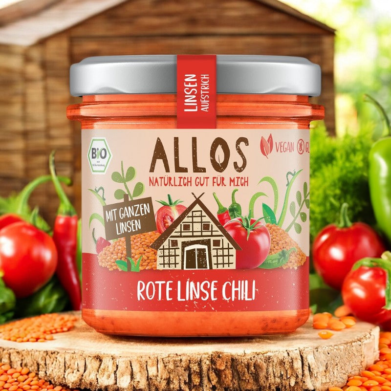 Bio-Aufstrich aus roten Linsen und Chili – 140 g – Allos