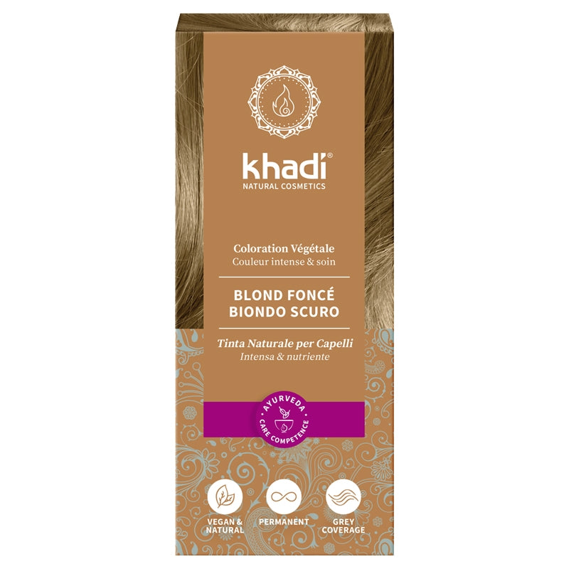 Bio-Haarfarbe auf Pflanzenbasis, Dunkelblond – 100 g – Khadi