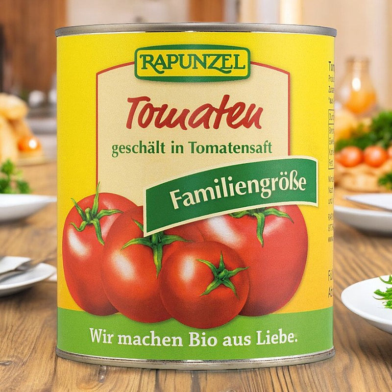 Bio-Tomaten, geschält, in der Dose – 800 g – Rapunzel
