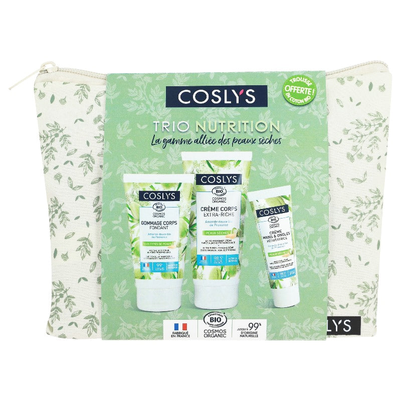 Trousse coffret trio soin corps nutrition BIO amande - Coslys