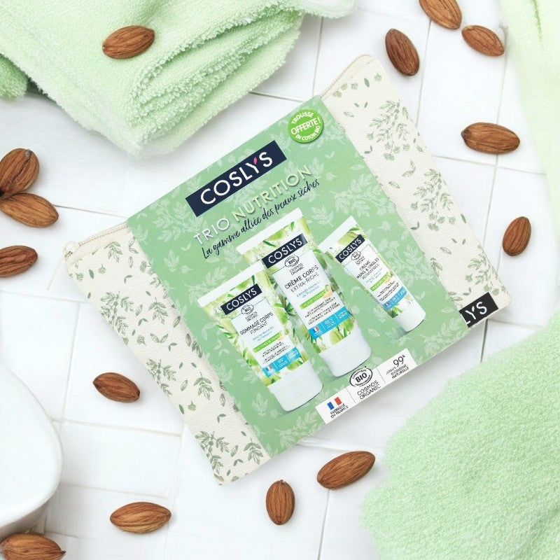 Trousse coffret trio soin corps nutrition BIO amande - Coslys
