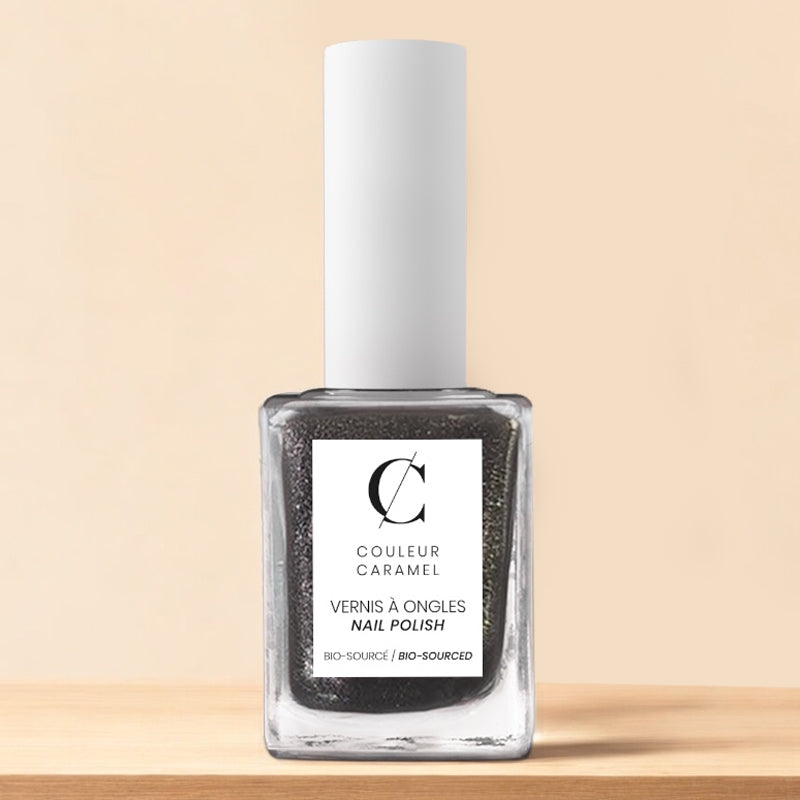 Eleganter schwarzer Glitzer-Nagellack Nr. 96 – 11 ml – Karamellfarbe