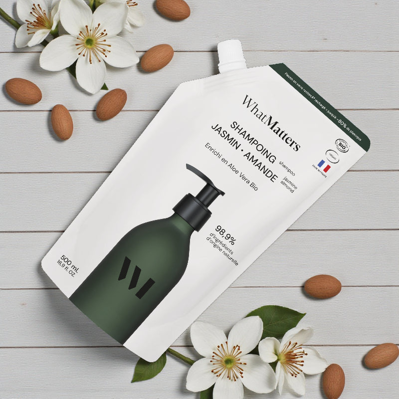Ökologische Nachfüllpackung für Bio-Jasmin-Mandel-Shampoo – 500 ml – What Matters