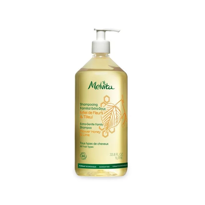 Shampooing familial extra-doux BIO miel de fleurs & tilleul - 1l - Melvita