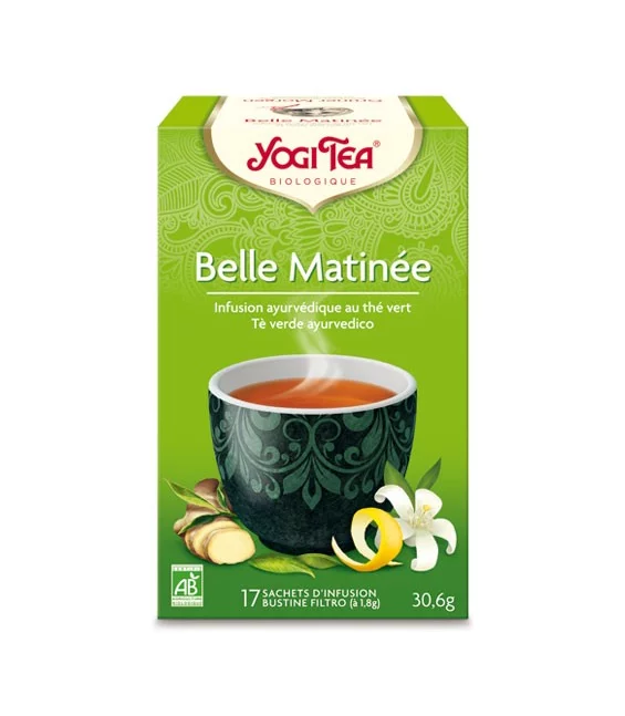 Thé vert au jasmin, gingembre & zeste de citron BIO - Belle Matinée - 17 sachets - Yogi Tea