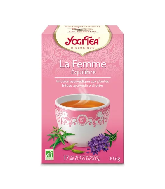 Infusion femme de feuilles de framboisier, verveine & lavande BIO - La Femme Equilibre - 17 sachets - Yogi Tea