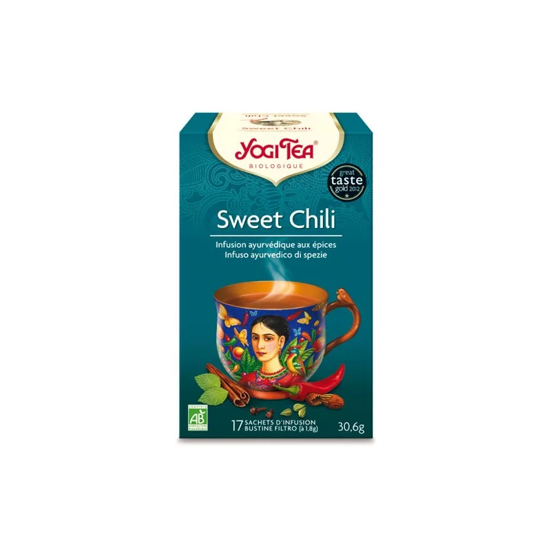 BIO-Kräutertee mit Kakaoschalen, Pfefferminze & Chili - Sweet Chili - 17 Teebeutel - Yogi Tea