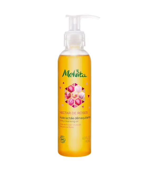 Milchiges BIO-Reinigungsöl Muskatrosenöl & Rosenblütenblätter - 145ml - Melvita Nectar de Roses