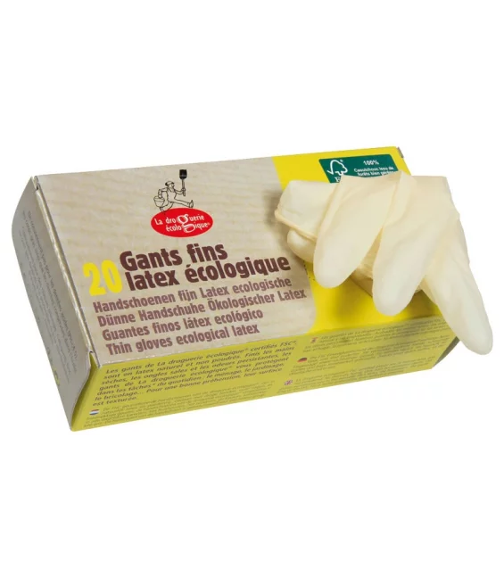 Öko dünne Latex-Handschuhe Grösse L - 20 Stück - La droguerie écologique