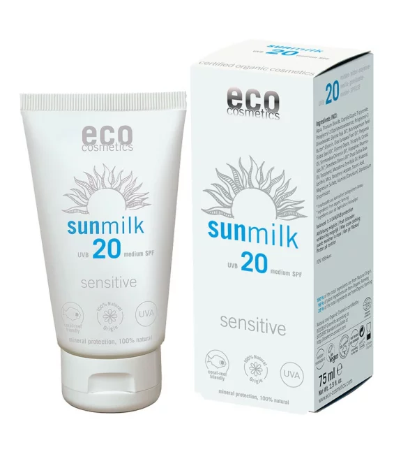 BIO-Sonnenmilch sensitiv Gesicht & Körper LSF 20 Himbeer & Granatapfel - 75ml - Eco Cosmetics