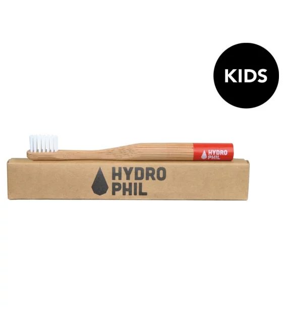 Brosse à dents enfants en bambou Rouge Extra-Soft Nylon - Hydrophil