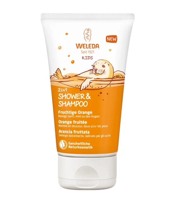Douche & shampooing 2 en 1 enfant BIO orange fruitée - 150ml - Weleda