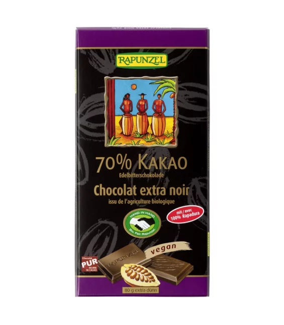 BIO-Edelbitterschokolade mit 70% Kakao - 80g - Rapunzel