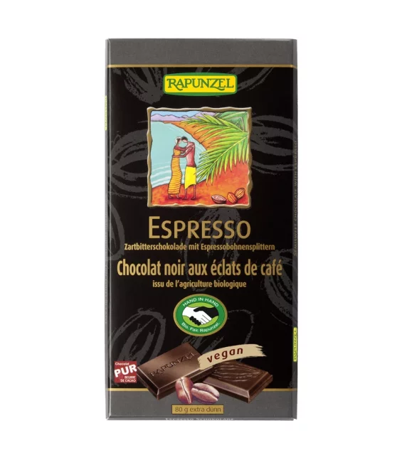 BIO-Zartbitterschokolade mit Espressobohnensplittern - 80g - Rapunzel