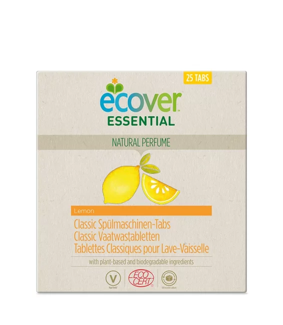 Tablettes classiques pour lave-vaisselle citron écologiques - 25 lavages - 500g - Ecover essential