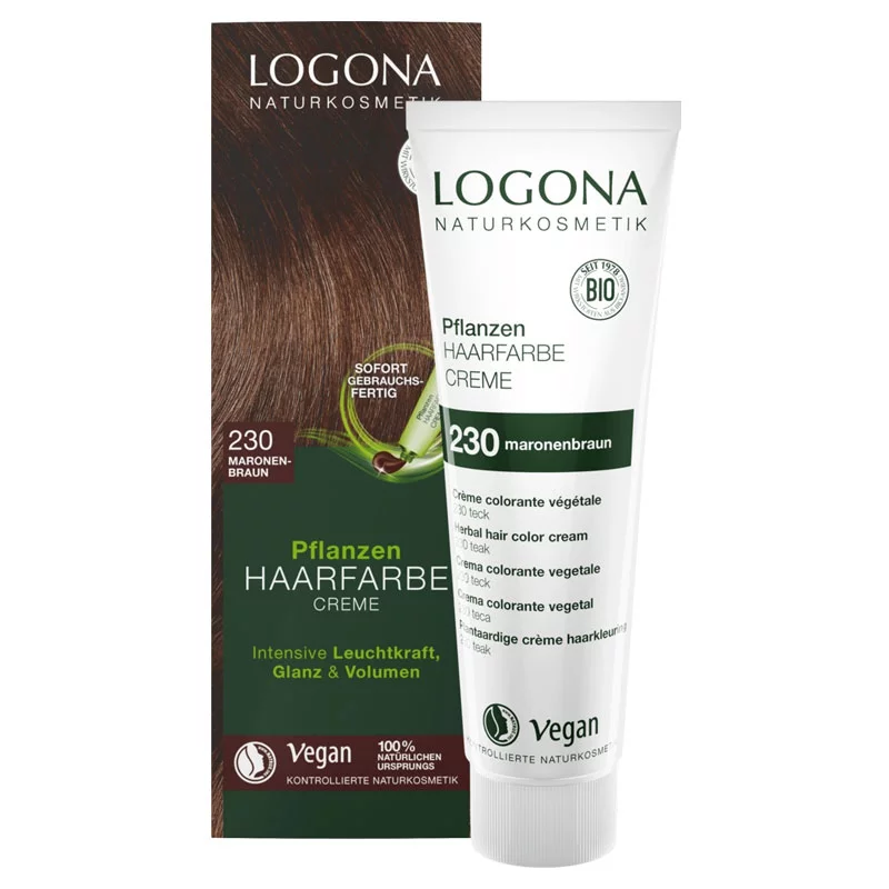 BIO-Pflanzen-Haarfarbe Creme 230 Maronenbraun - 150ml - Logona