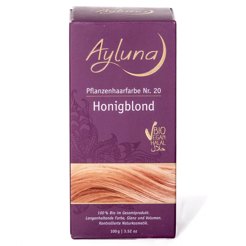 BIO-Pflanzenhaarfarbe Pulver N°20 Honigblond - 100g - Ayluna