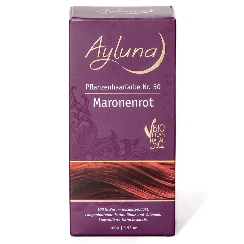 BIO-Pflanzenhaarfarbe Pulver N°50 Maronenrot - 100g - Ayluna