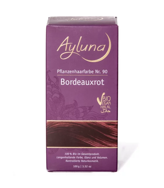 BIO-Pflanzenhaarfarbe Pulver N°90 Bordeauxrot - 100g - Ayluna