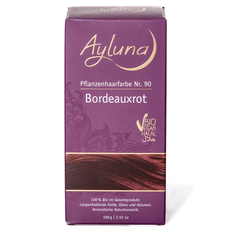 Poudre colorante végétale BIO N°90 rouge bordeaux - 100g - Ayluna