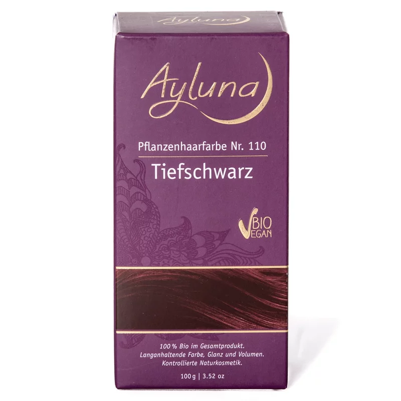 BIO-Pflanzenhaarfarbe Pulver N°110 Tiefschwarz - 100g - Ayluna