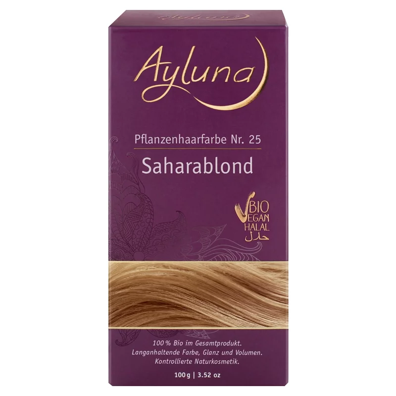 BIO-Pflanzenhaarfarbe Pulver N°25 Saharablond - 100g - Ayluna