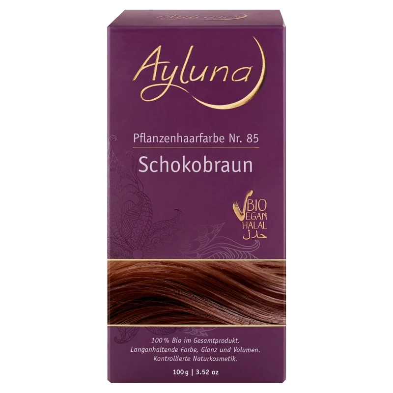 BIO-Pflanzenhaarfarbe Pulver N°85 Schokobraun - 100g - Ayluna