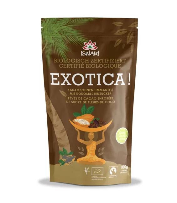 Exotica fèves de cacao enrobées de sucre de coco BIO - 100g - Iswari