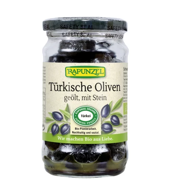 BIO-Türkische Oliven schwarz geölt mit Stein - 185g - Rapunzel