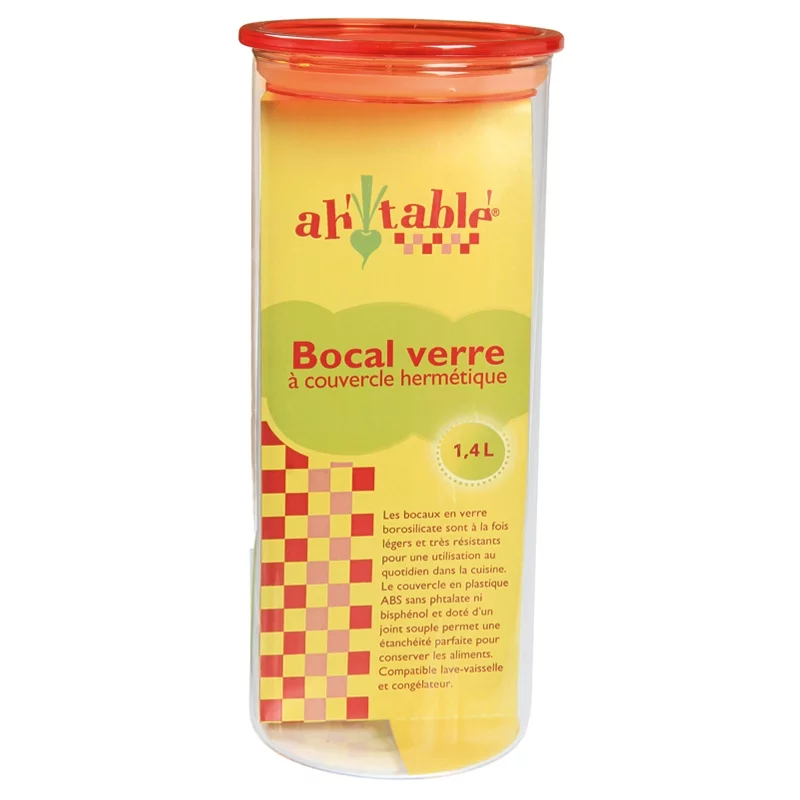 Bocal en verre 1,4l avec couvercle en plastique - ah table !