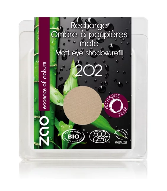 Recharge Fard à paupières mat BIO N°202 Brun beige - 3g - Zao Make-up