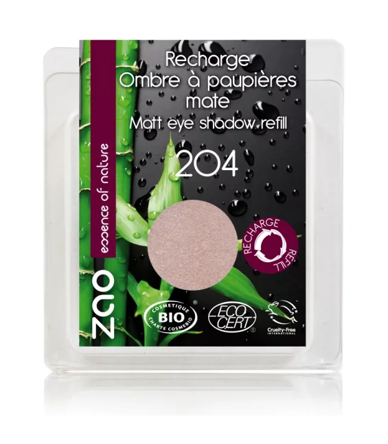 Recharge Fard à paupières mat BIO N°204 Vieux rose doré - 3g - Zao Make-up