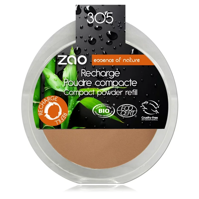 Recharge Poudre compacte Sable rosé N°305 BIO - 9g - Zao