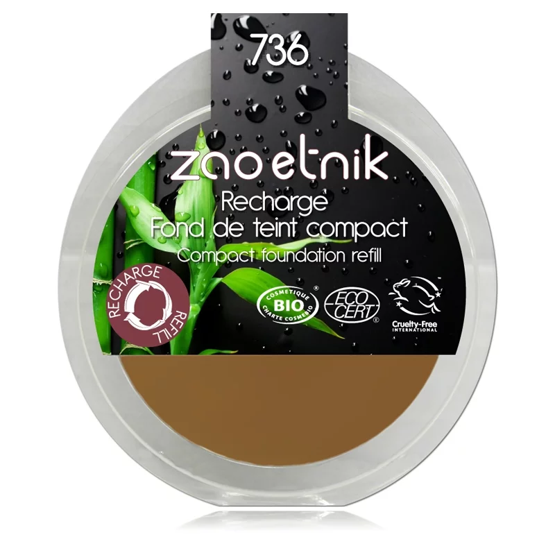 Recharge Fond de teint compact BIO N°736 Topaze - 6g - Zao Make-up