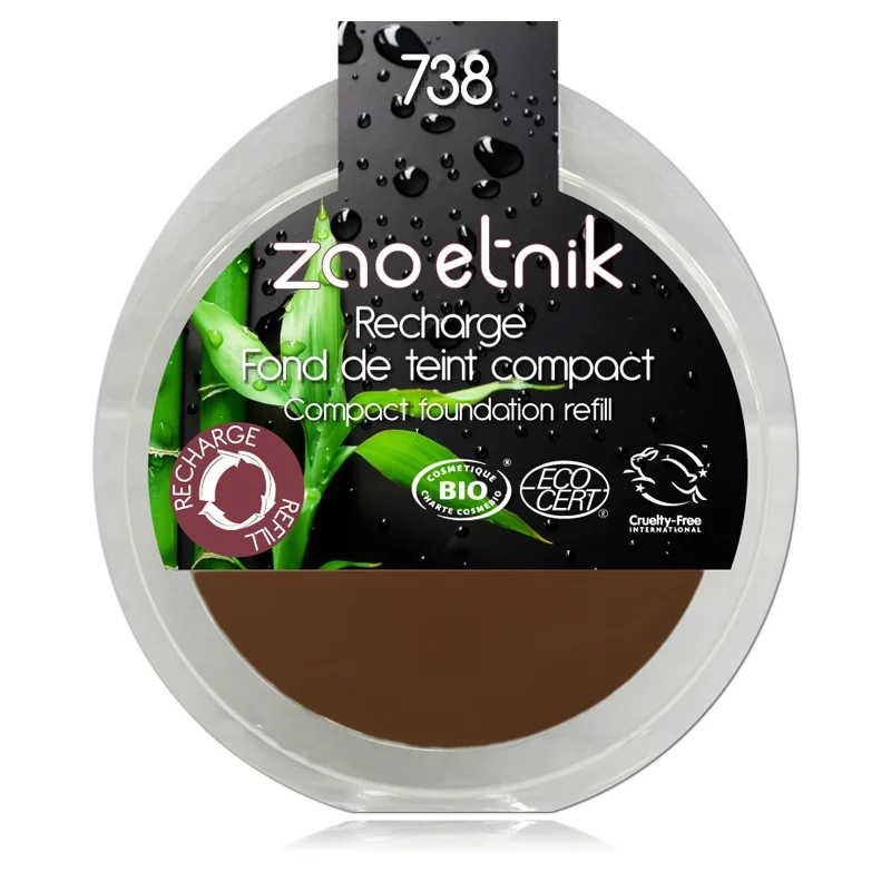 Recharge Fond de teint compact Noisette N°738 BIO - 6g - Zao