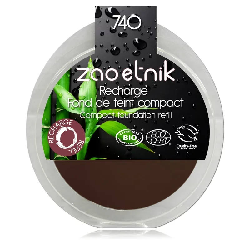Recharge Fond de teint compact Acajou foncé N°740 BIO - 6g - Zao