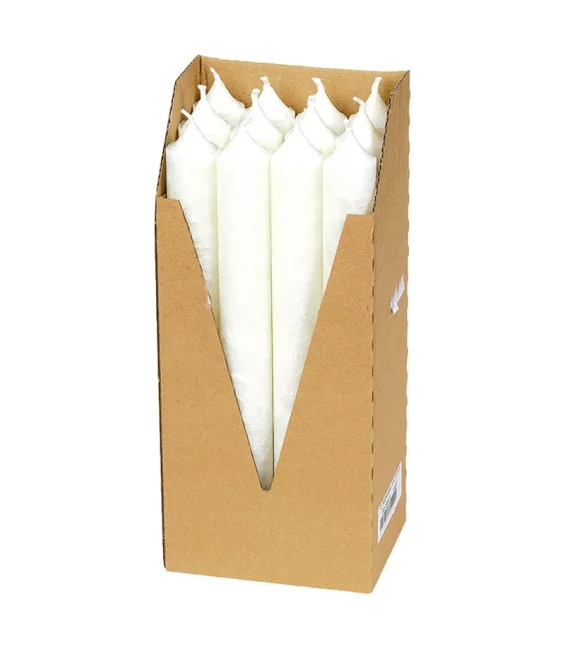 Bougies chandeliers blanches en stéarine BIO 22 x 210 mm - 12 pcs - Eubiona
